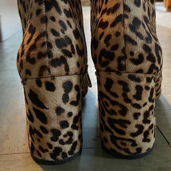 Sam Edelman Animal Print Leopard Cheetah Chunky Heel Boots 8.5 - Picture 3 of 6